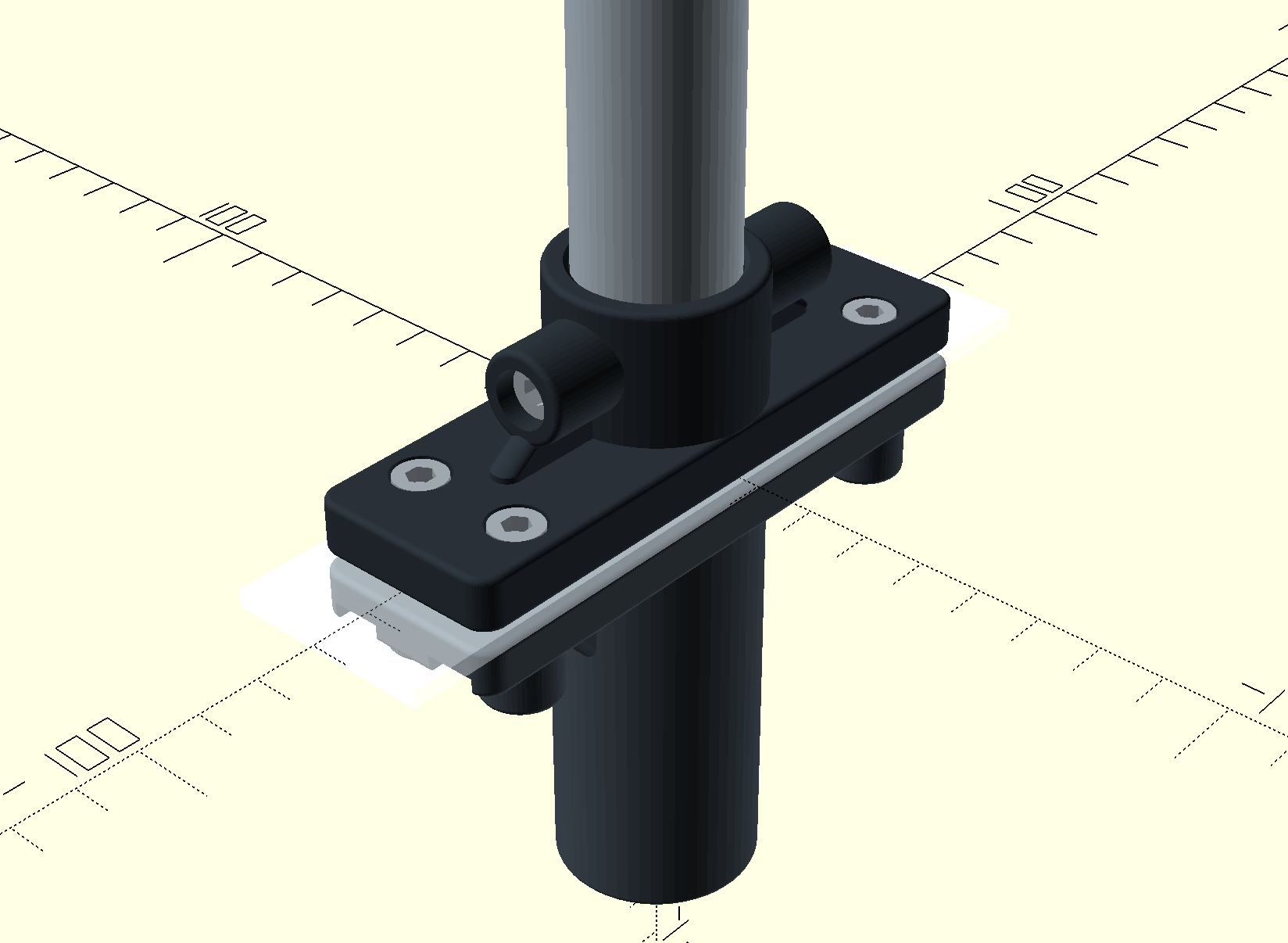 3D model of the proposed fitting for mounting the LiDAR mast to the Jeep
